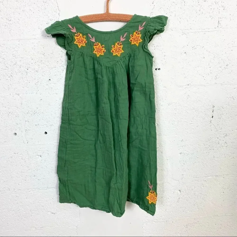 Galeries Lafayette green embroidered 100% cotton tunic dress 10